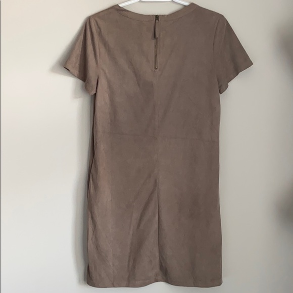 Taupe Suede T-Shirt Dress - Picture 2 of 3